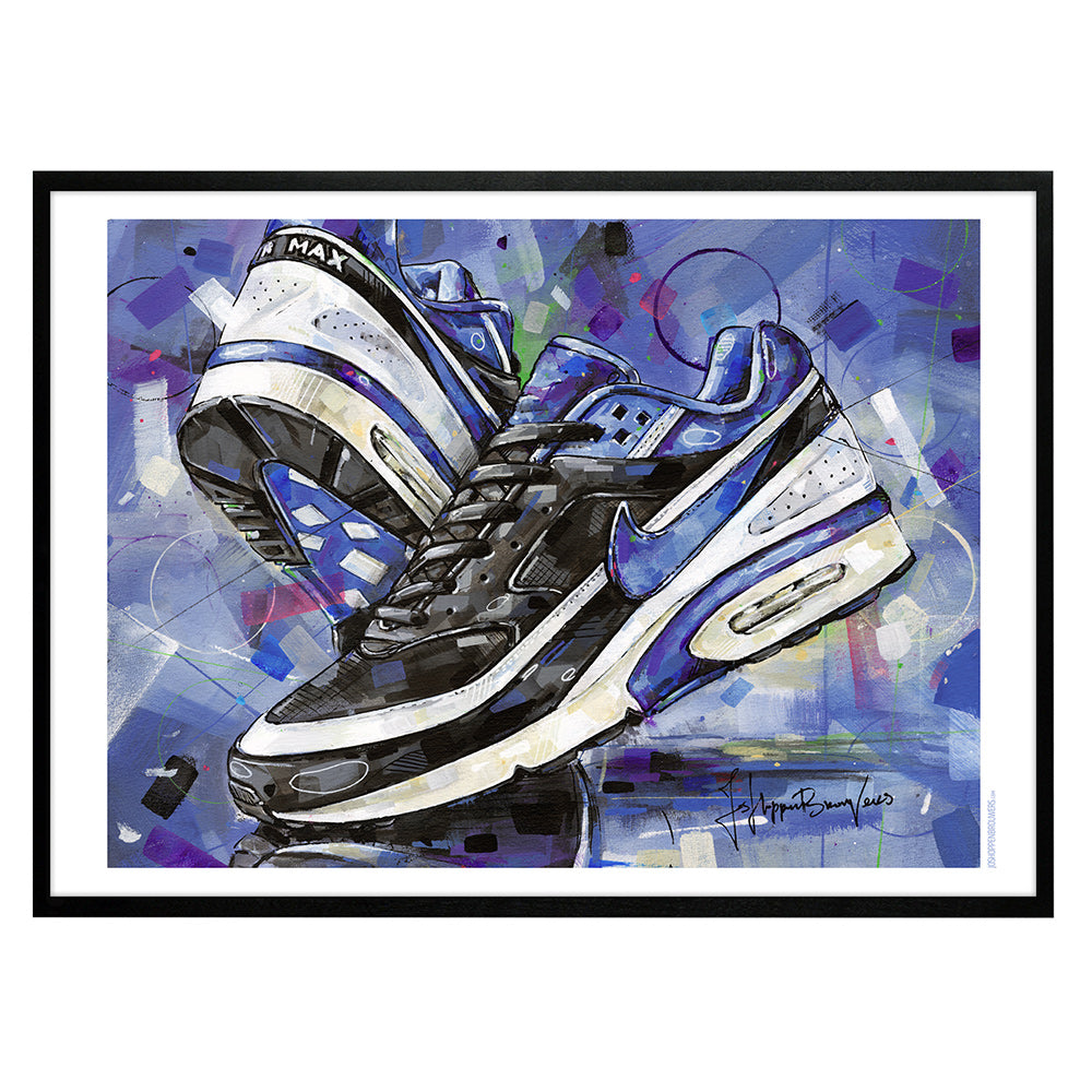 Nike Air Max classic BW black persian violet estampado 70x50 cm - enmarcado y firmado