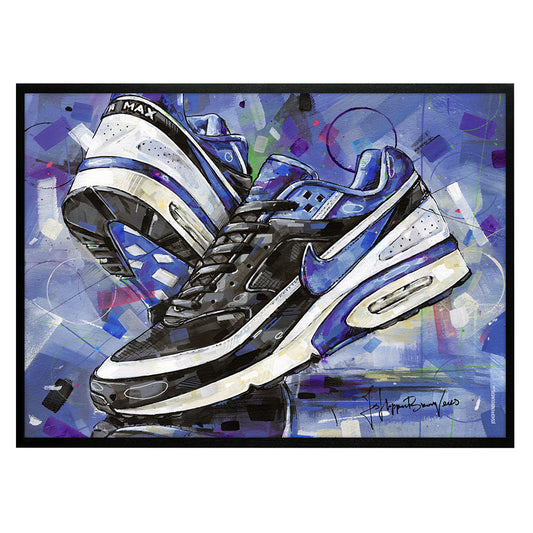 Nike Air Max classic BW black persian violet full colour print 70x50 cm - framed & signed