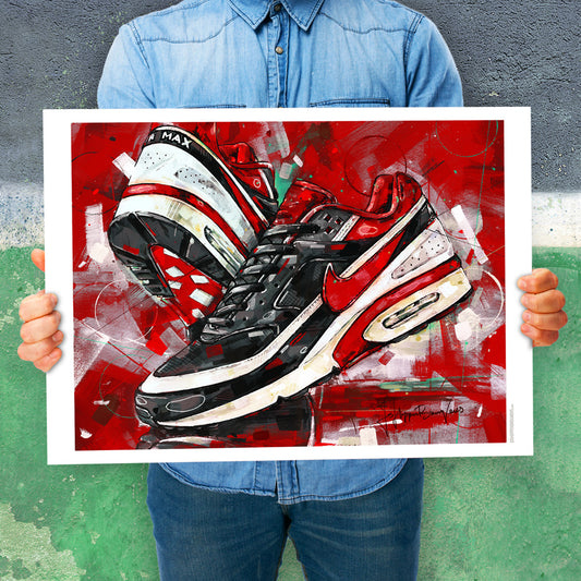 Nike Air Max classic BW varsity red print 70x50 cm