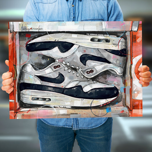 Nike Air Max 1 shoebox OG dark obsidian print 70x50 cm