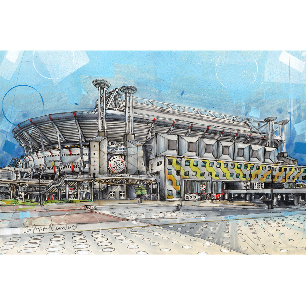 Amsterdam soccerstadium schilderij 42x28 cm