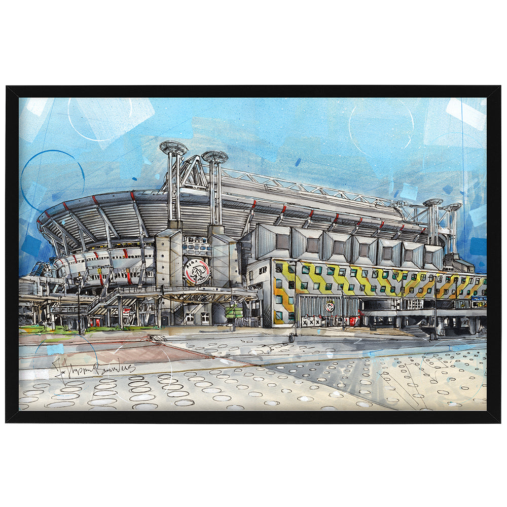 Amsterdam soccerstadium schilderij 42x28 cm