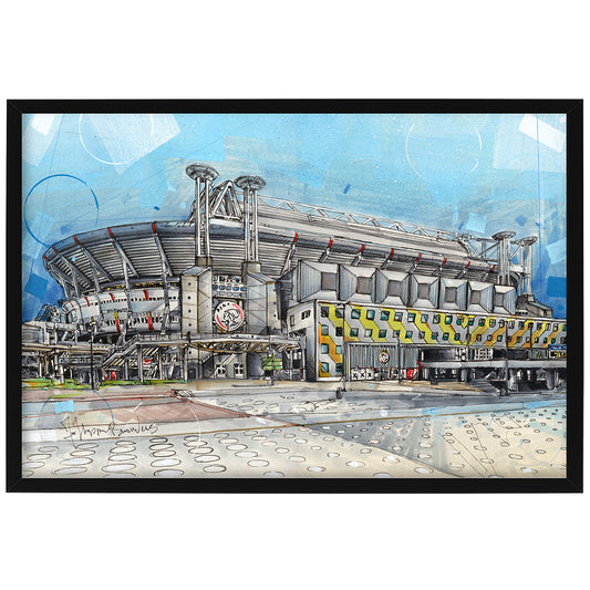 Amsterdam Fußballstadion Malerei 42x28 cm