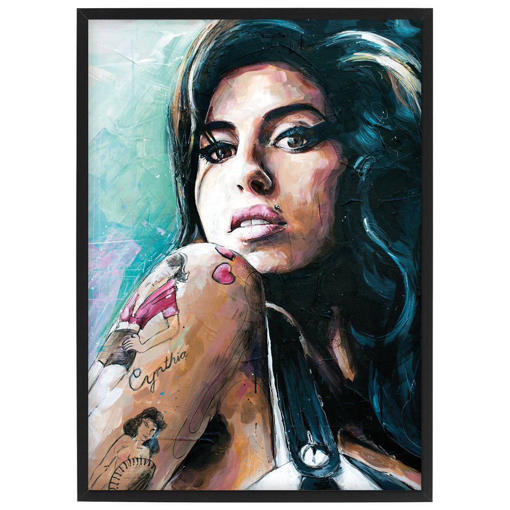 Amy Winehouse 03 Druck 29,7x42 cm (A3) - gerahmt und signiert