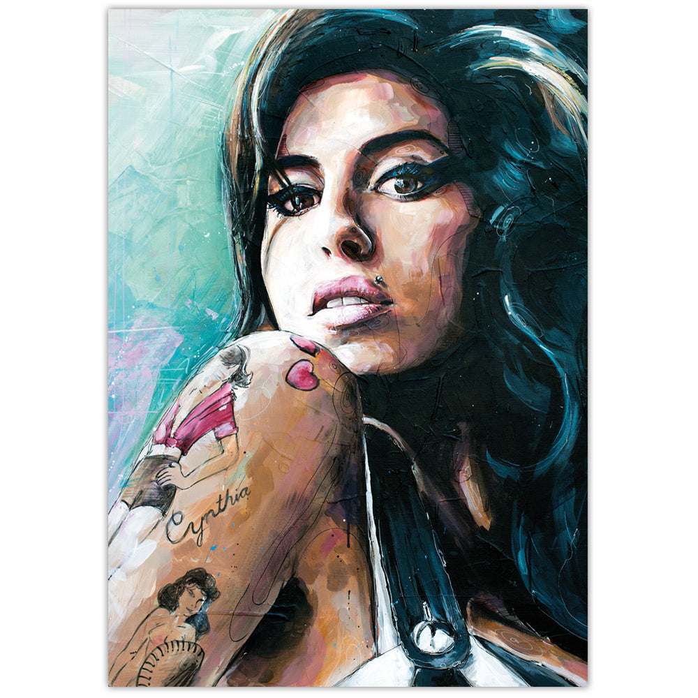 Amy Winehouse 03 Druck 29,7x42 cm (A3) - gerahmt und signiert