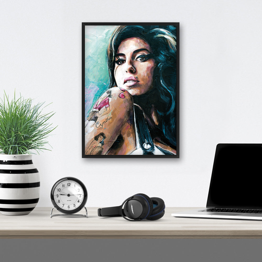 Amy Winehouse 03 Druck 29,7x42 cm (A3) - gerahmt und signiert