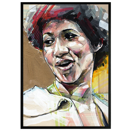 Aretha Franklin schilderij 21x29,7 cm