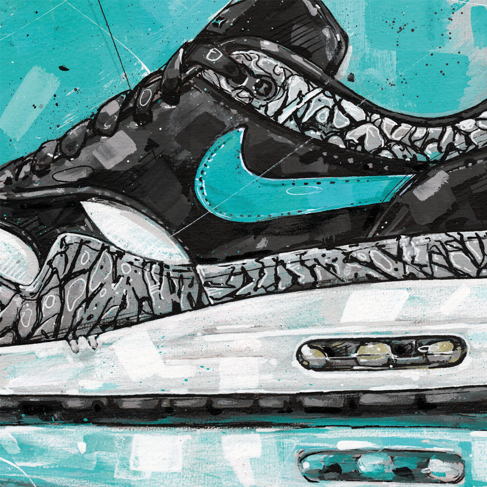 Nike Air Max 1 atmos elephant estampado 70x50 cm - enmarcado y firmado