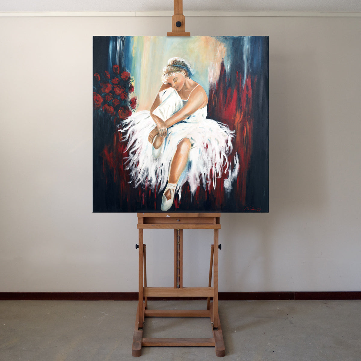 Ballerina schilderij 100x100 cm