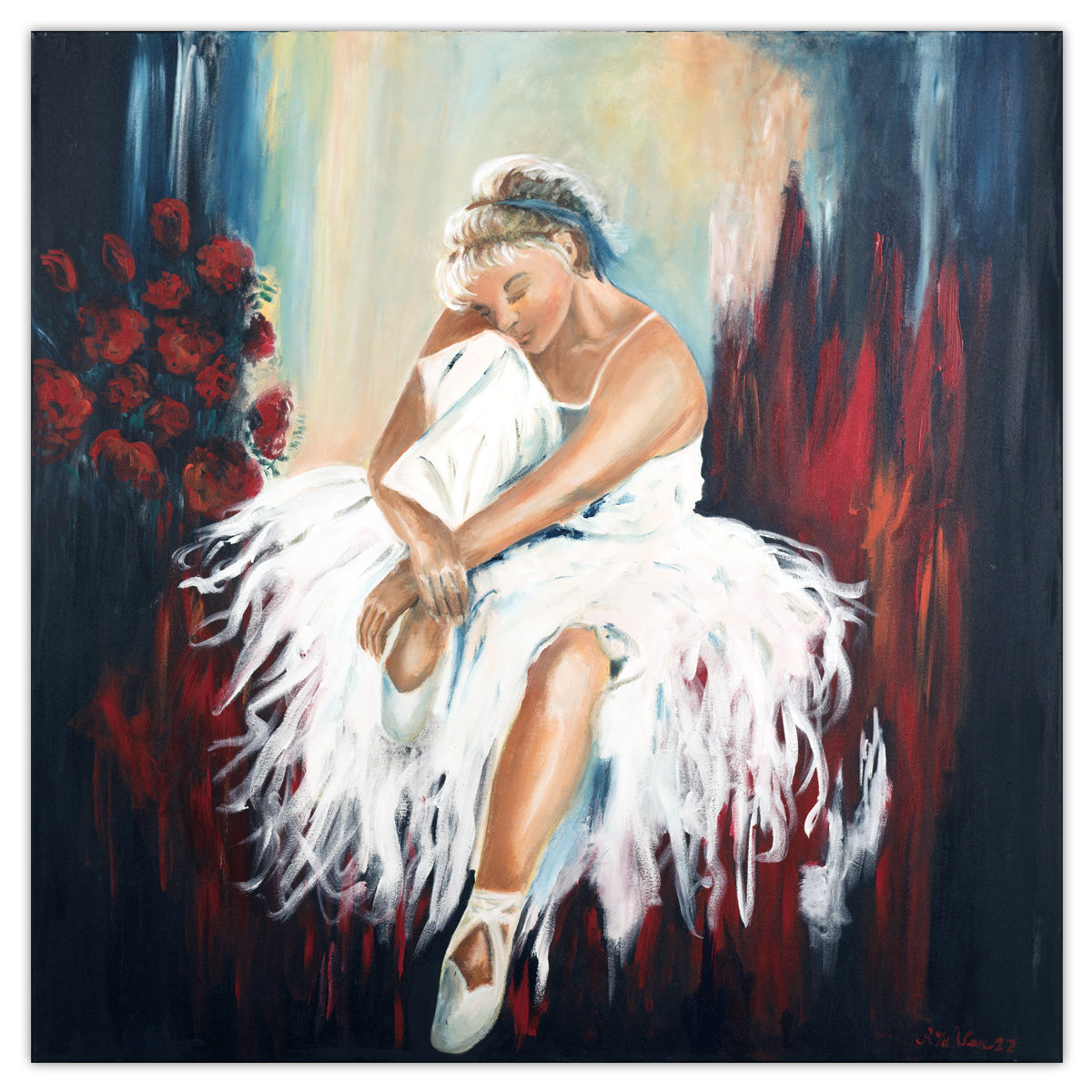 Ballerina schilderij 100x100 cm