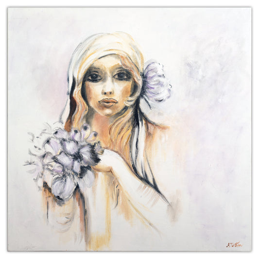 Flower girl painting 90x90 cm