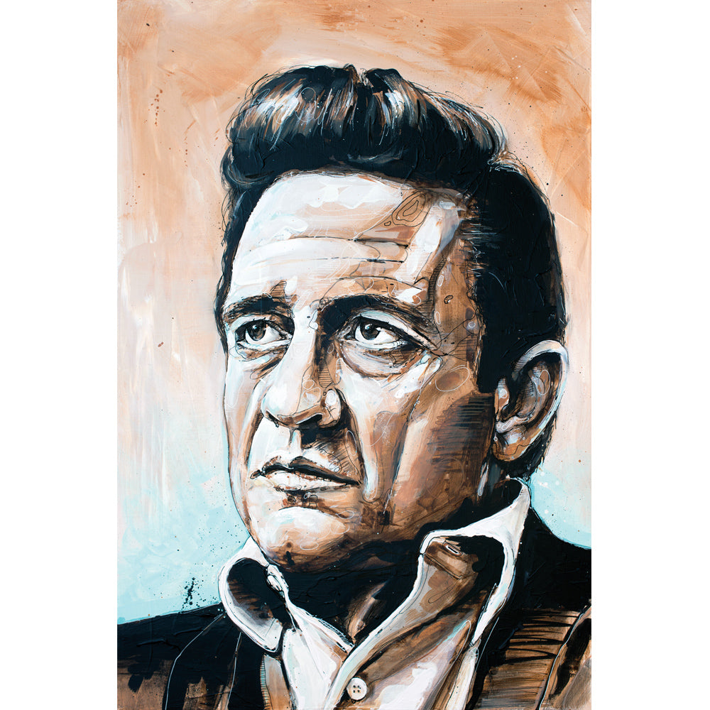 Johnny Cash schilderij 60x90 cm