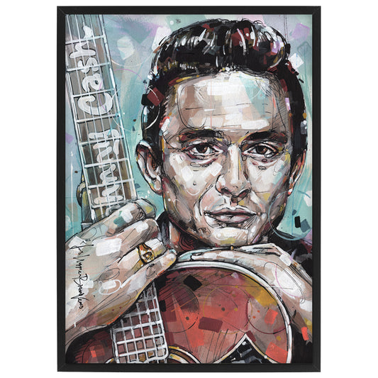 Johnny Cash 03 imprimé 29,7x42 cm (A3) - encadré et signé