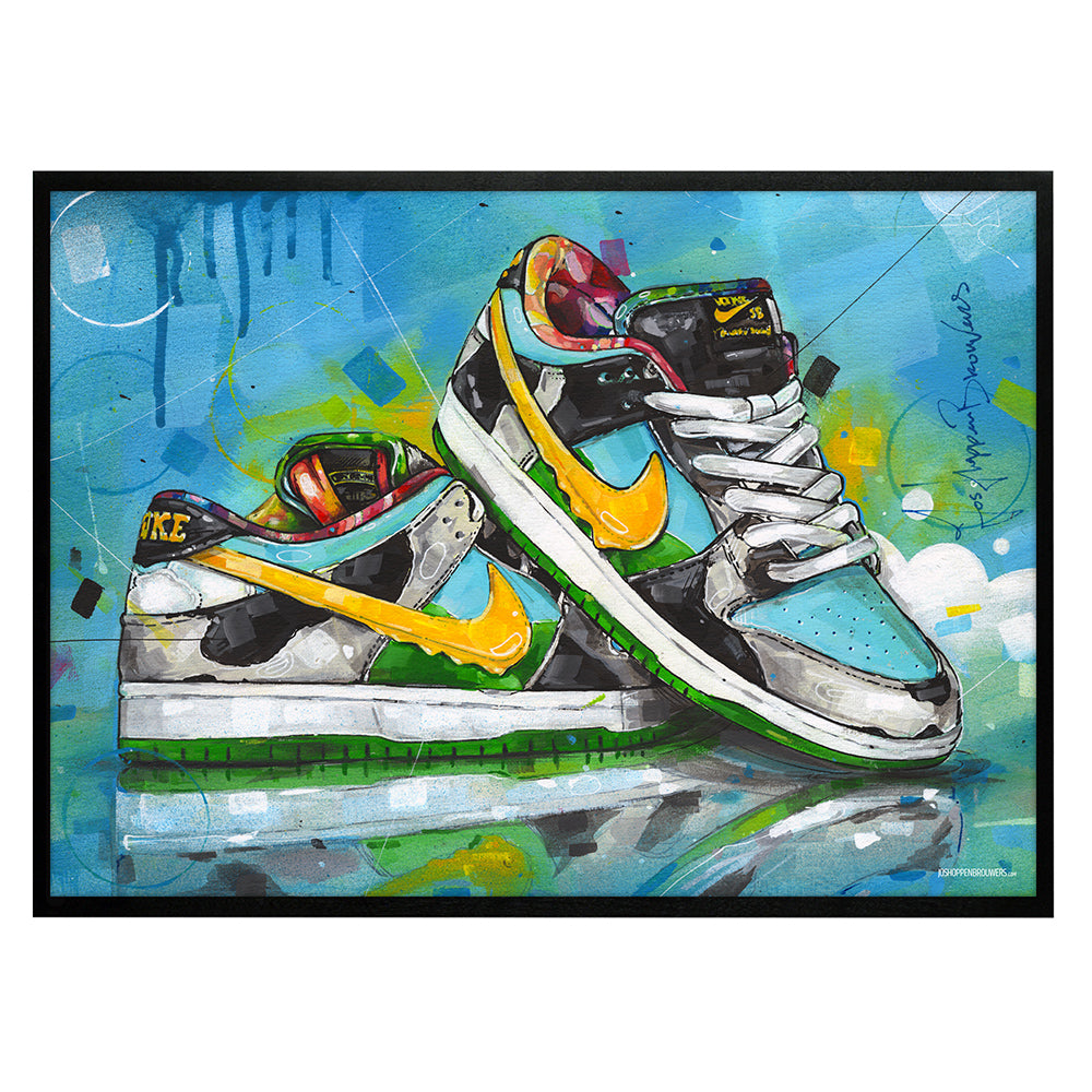 Nike Dunk low SB chunky dunky full colour print 70x50 cm - framed & signed