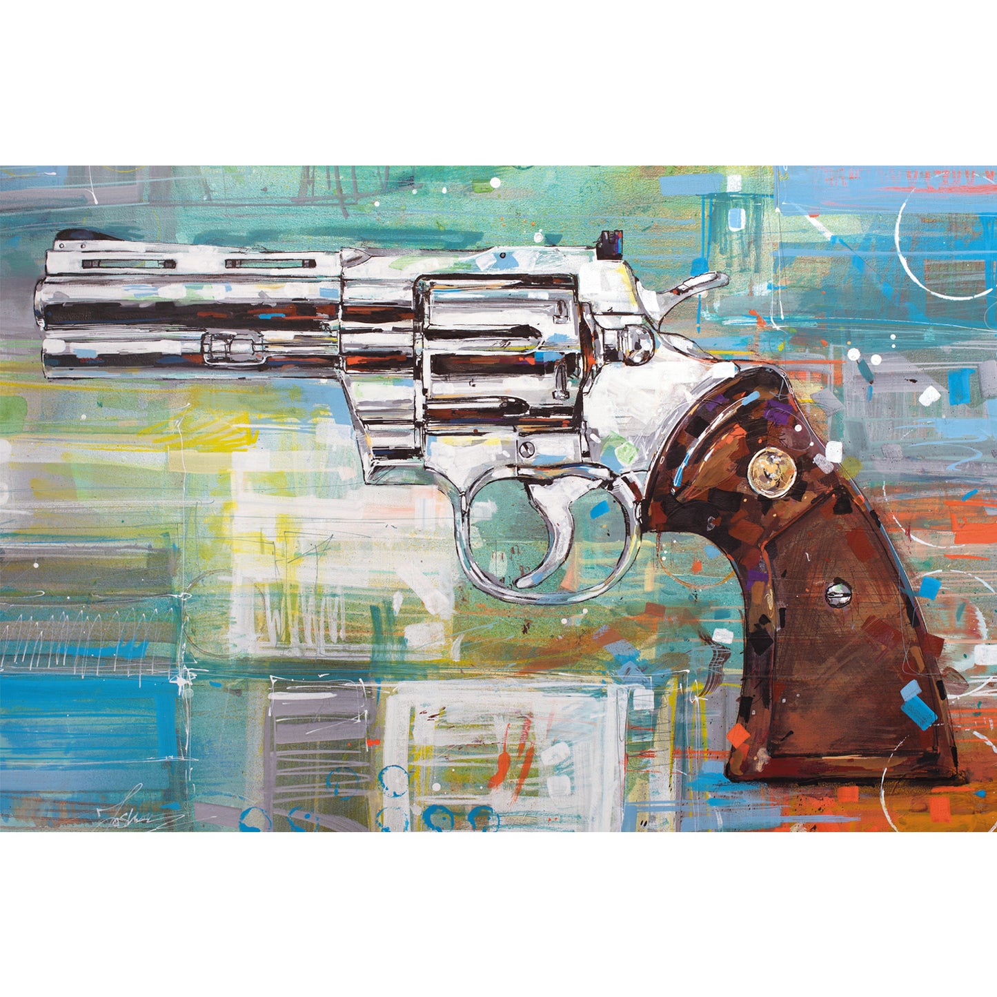 Revolver (Colt Python) Leinwand 60x40 cm