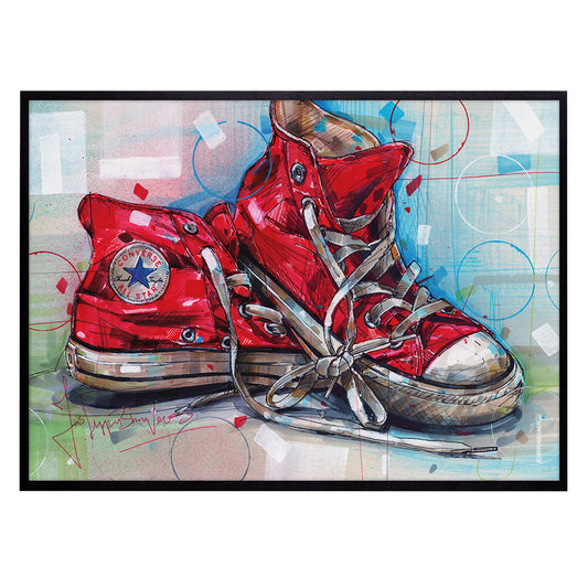 Converse All Star sneaker Druck 70x50 cm - gerahmt und signiert