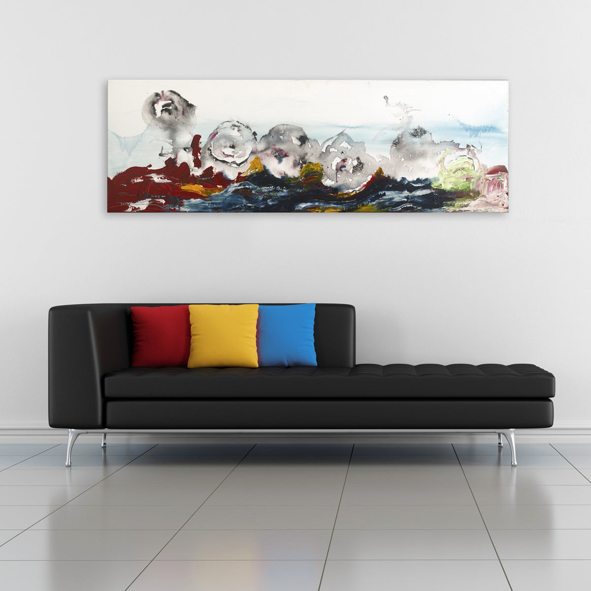 Pintura olas bailando 150x50 cm