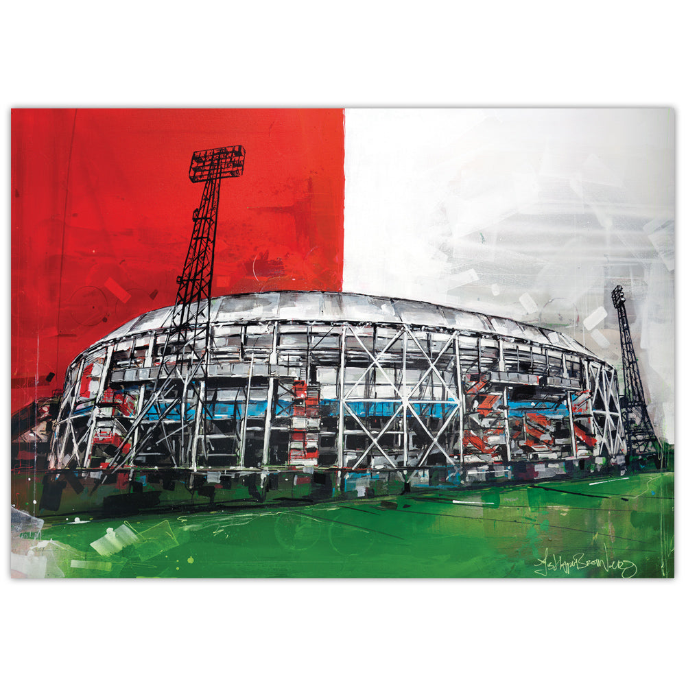 Rotterdam estadio de fútbol estampado 42x29,7 cm (A3) - enmarcado y firmado