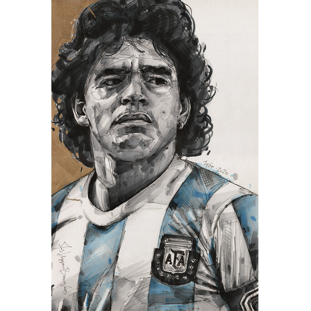 Diego Maradona Malerei 28x42 cm