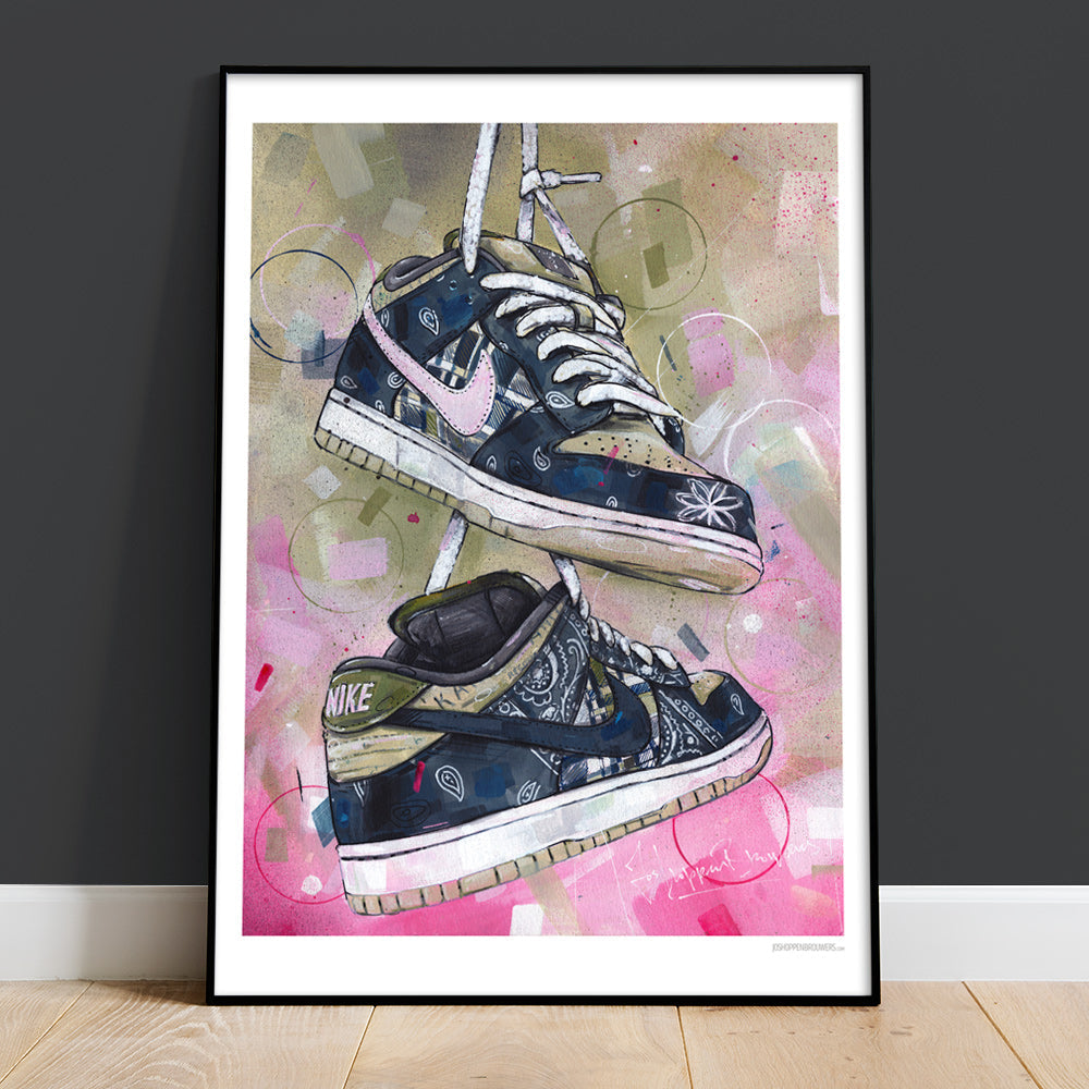 Nike Dunk low SB imprimé 50x70 cm - encadré et signé