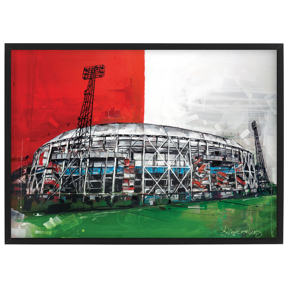 Rotterdam soccerstadium print 42x29,7 cm (A3) - framed & signed