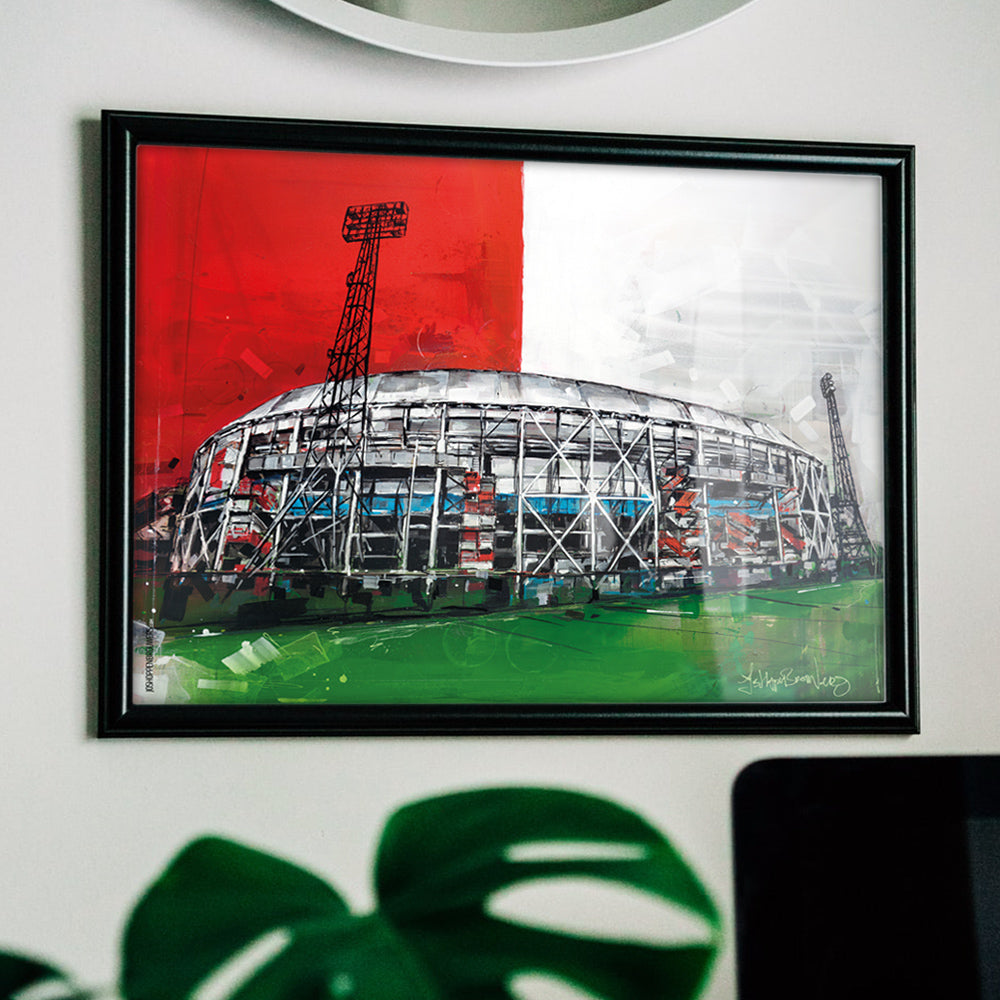 Rotterdam estadio de fútbol estampado 42x29,7 cm (A3) - enmarcado y firmado