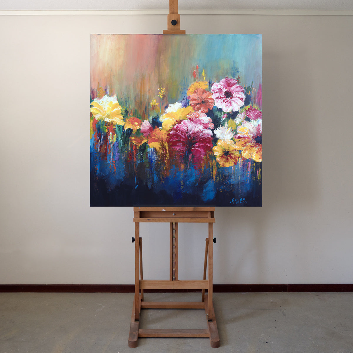 Bloemenpracht schilderij 80x80 cm