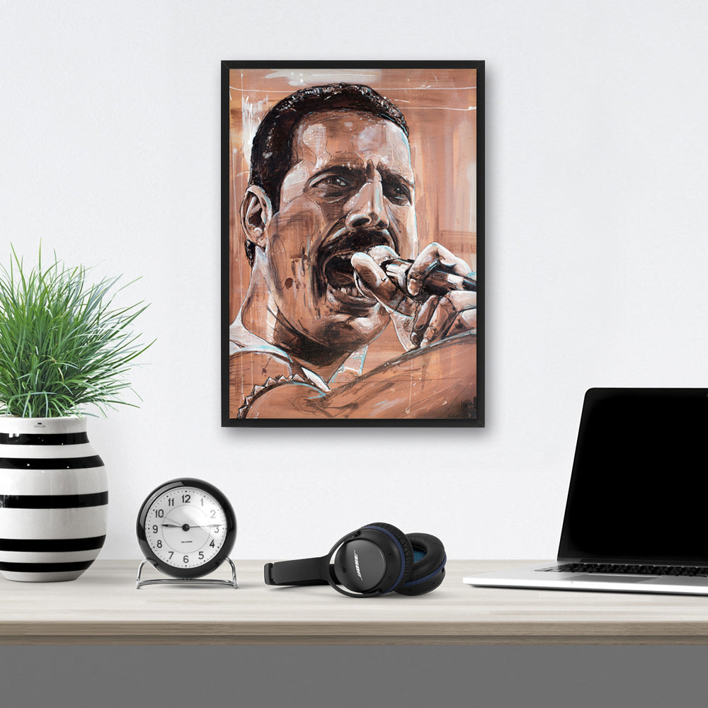 Freddie Mercury 03 Druck 29,7x42 cm (A3) - gerahmt und signiert