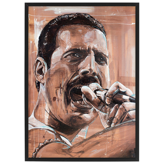 Freddie Mercury 03 print 29,7x42 cm (A3) - ingelijst & gesigneerd