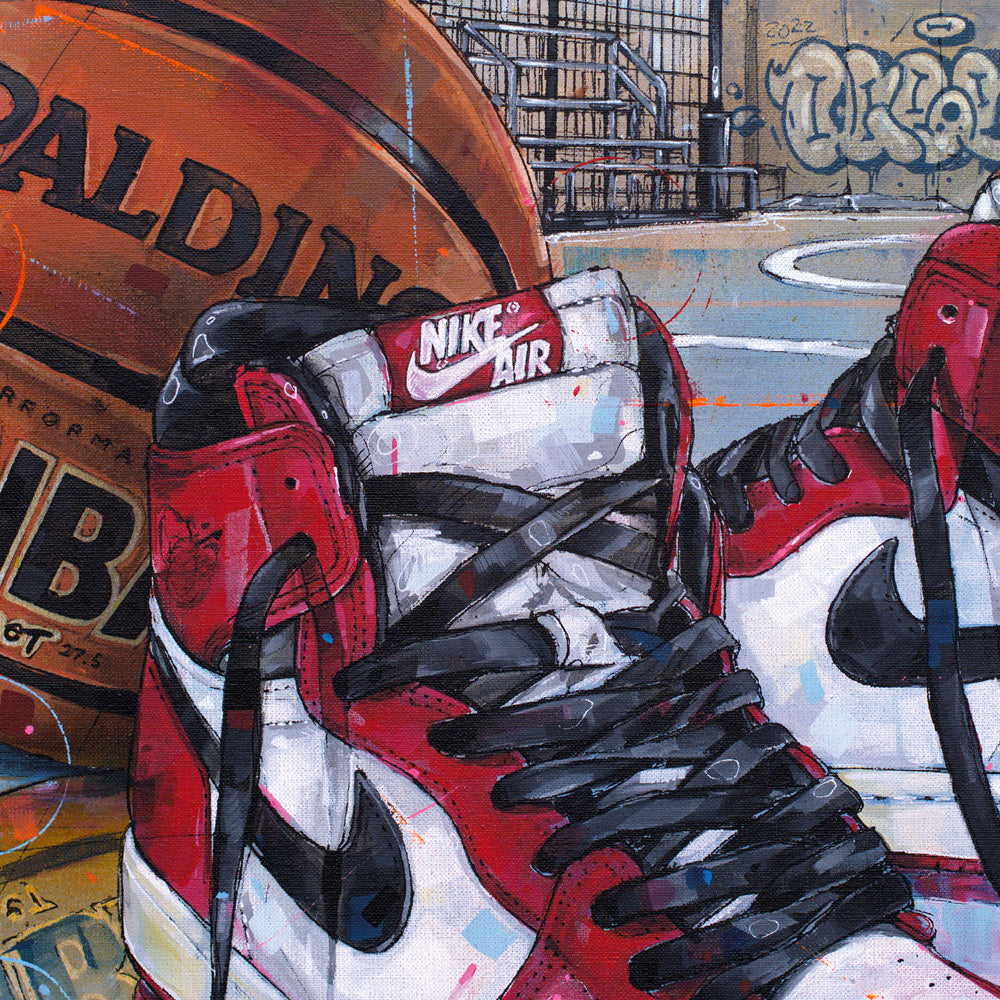 Nike Air Jordan 1 basketball Chicago print 50x70 cm - ingelijst & gesigneerd