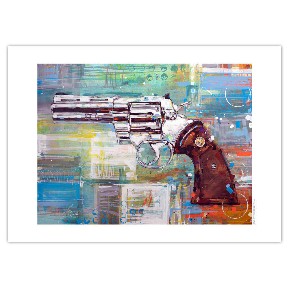 Revólver (Colt Python) estampado 70x50 cm