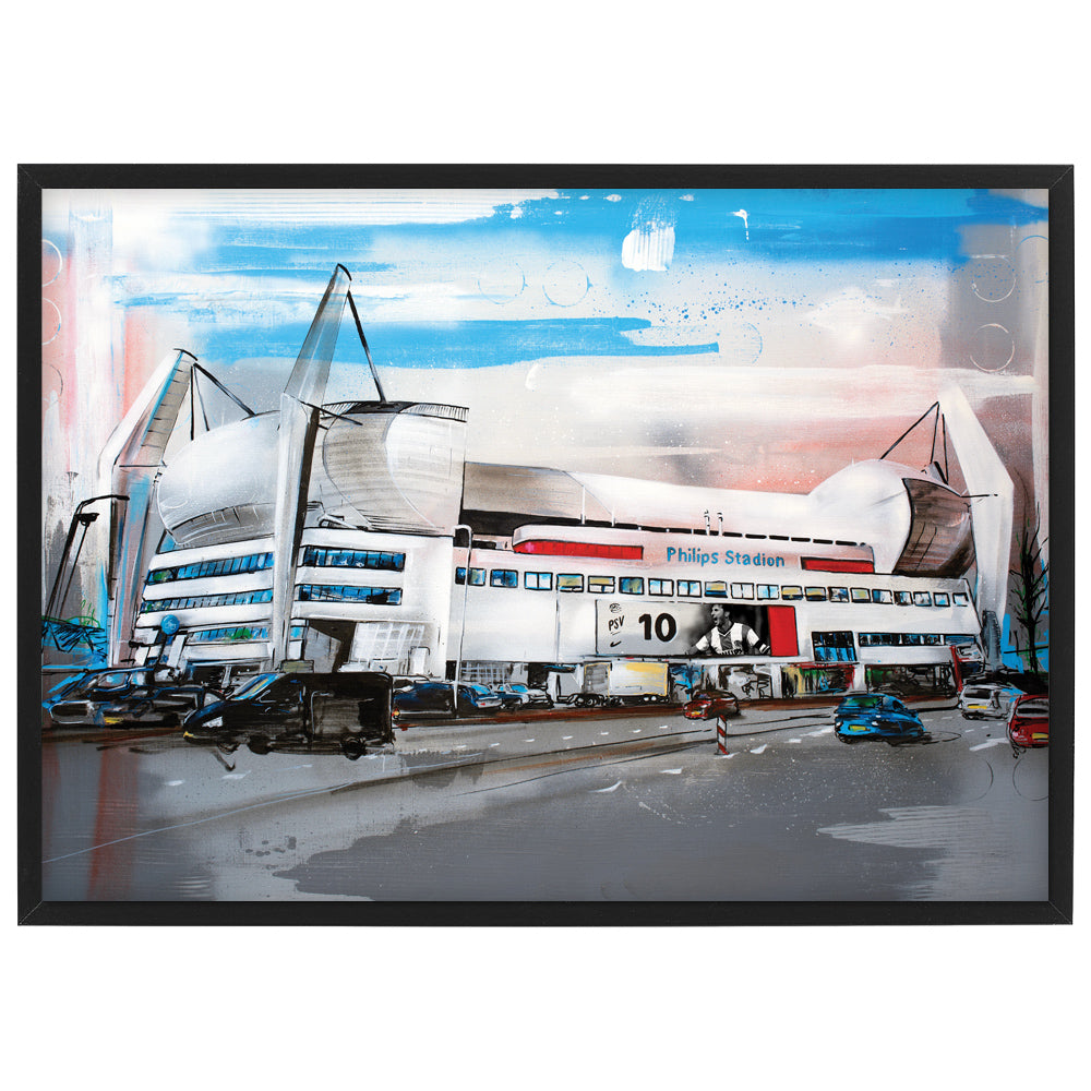 Eindhoven soccerstadium print 42x29,7 cm (A3) - ingelijst & gesigneerd