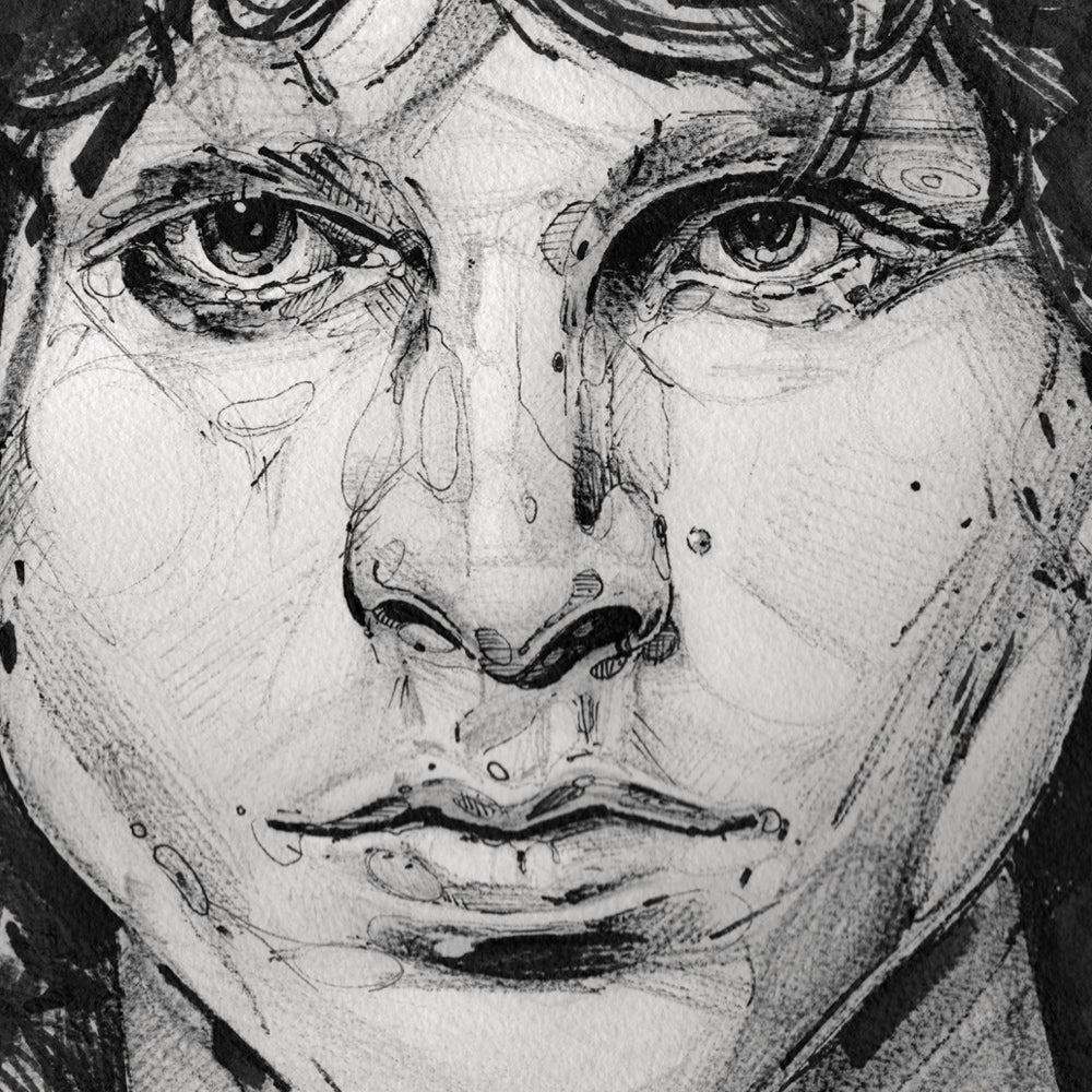 Jim Morrison black/white painting 29,7x42 cm