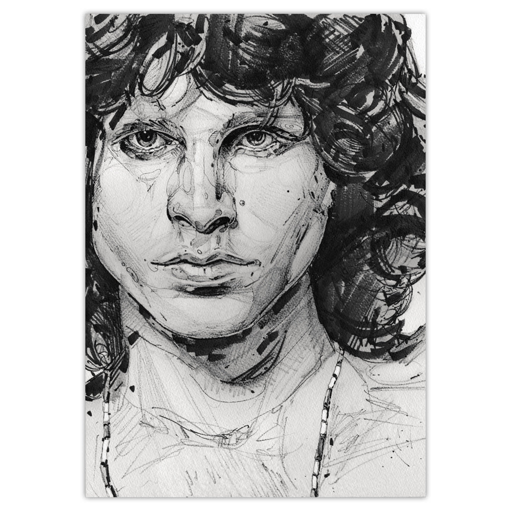 Jim Morrison black/white painting 29,7x42 cm