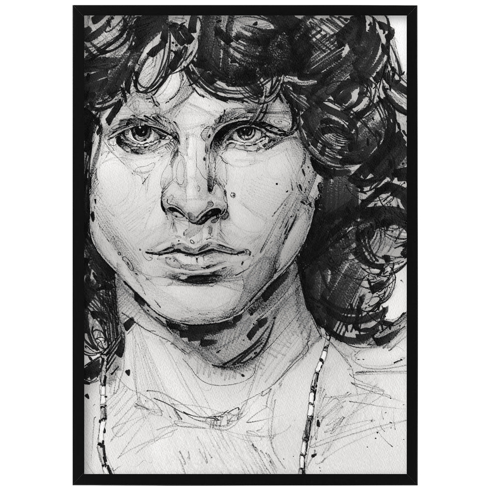 Jim Morrison Schwarz-Weiss Malerei 29,7x42 cm