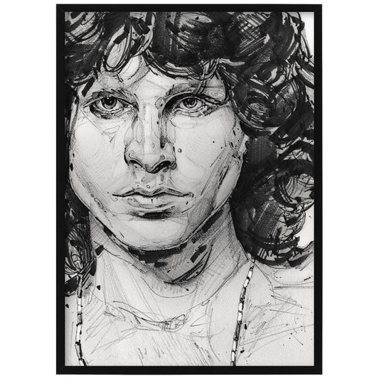 Jim Morrison zwart/wit schilderij 29,7x42 cm