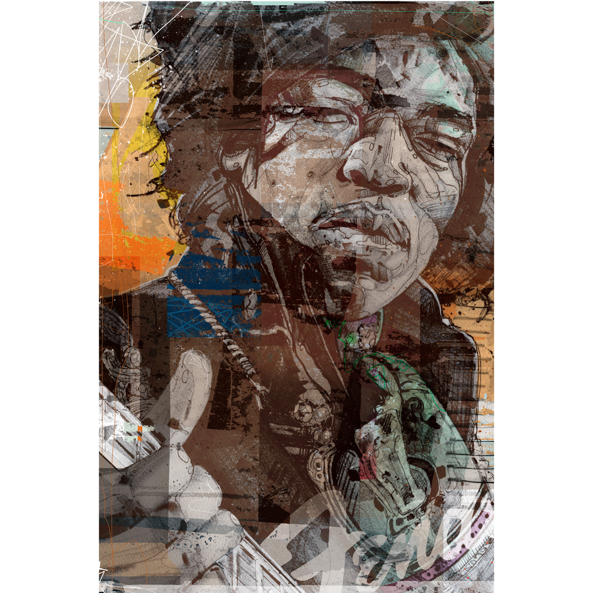 Jimi Hendrix toile 40x60cm