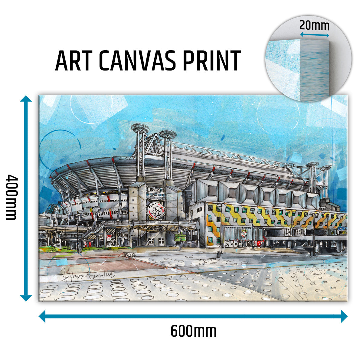 Amsterdam Fußballstadion Leinwand 60x40 cm