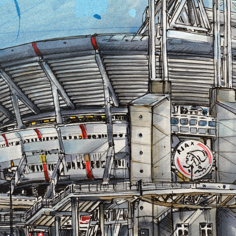 Amsterdam soccerstadium schilderij 42x28 cm