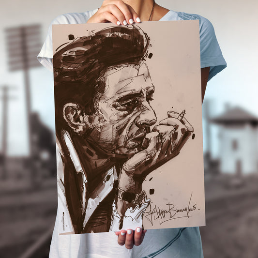 Johnny Cash 05 estampado 50x70 cm