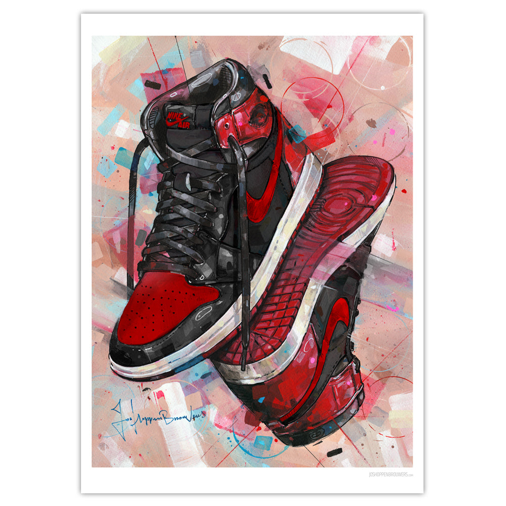 Nike Air Jordan 1 upside down banned bred estampado 50x70 cm