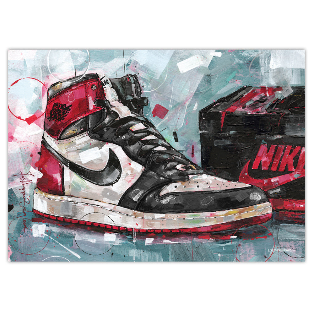 Nike Air Jordan 1 shoebox black toe print 70x50 cm