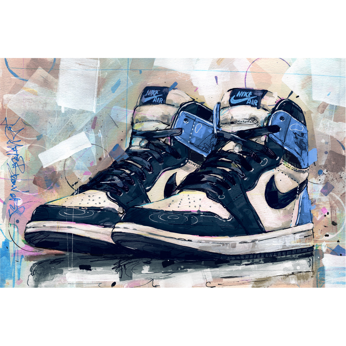 Nike Air Jordan 1 retro high obsidian blue lienzo 60x40 cm