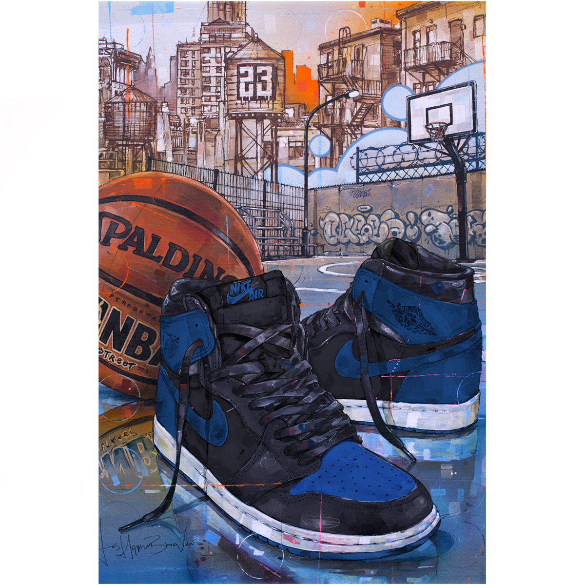 Nike Air Jordan 1 basketball royal blue lienzo 40x60 cm