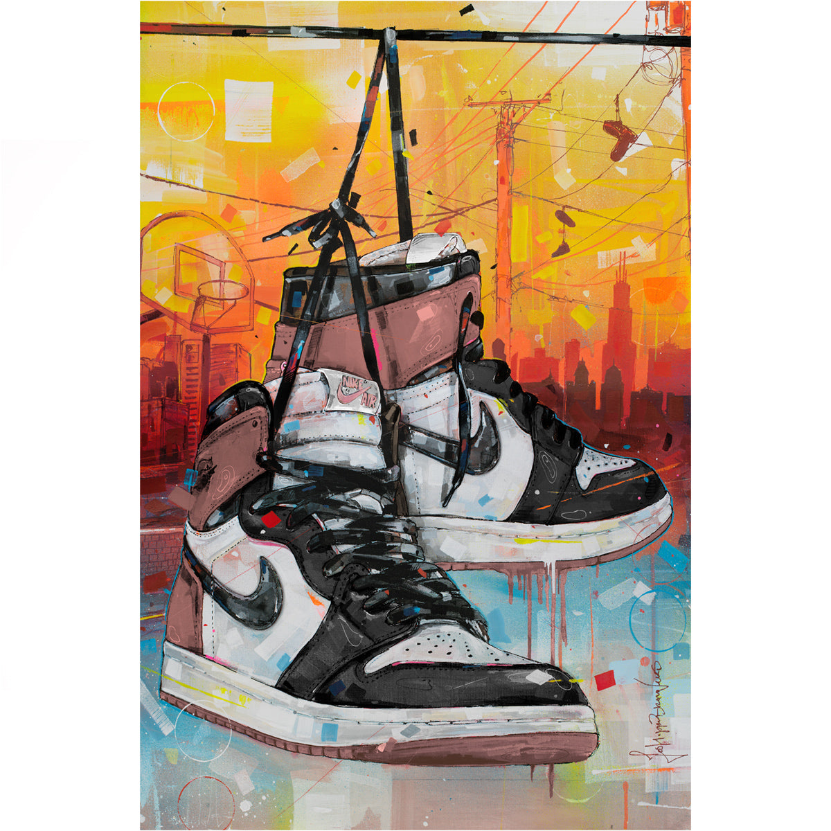 Nike Air Jordan 1 powerlines rust pink Leinwand 40x60 cm