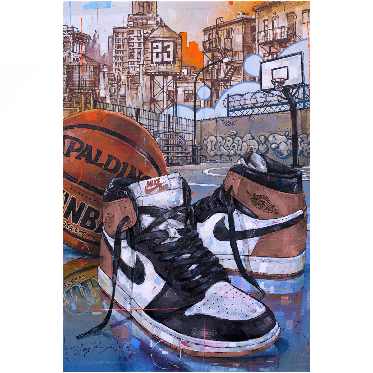 Nike Air Jordan 1 basketball rust pink canvas 40x60 cm