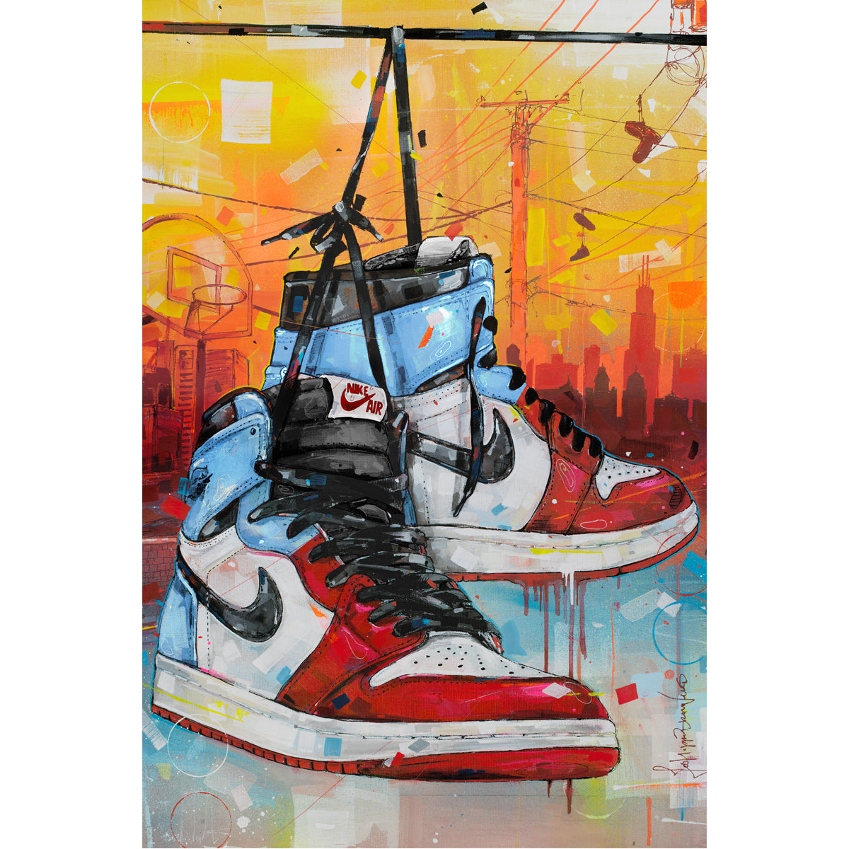 Nike Air Jordan 1 powerlines fearless Chicago canvas 40x60 cm