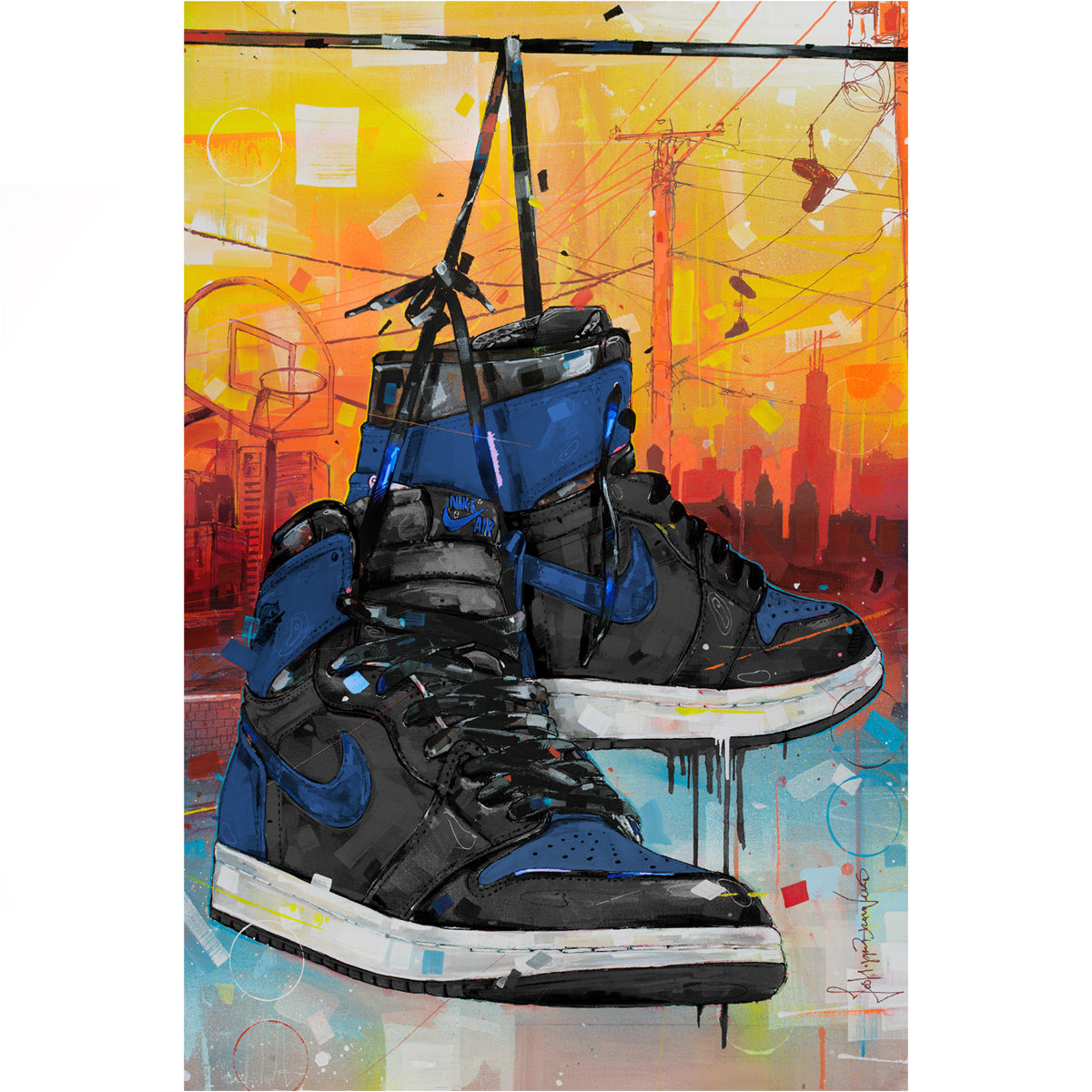 Nike Air Jordan 1 powerlines royal blue canvas 40x60 cm