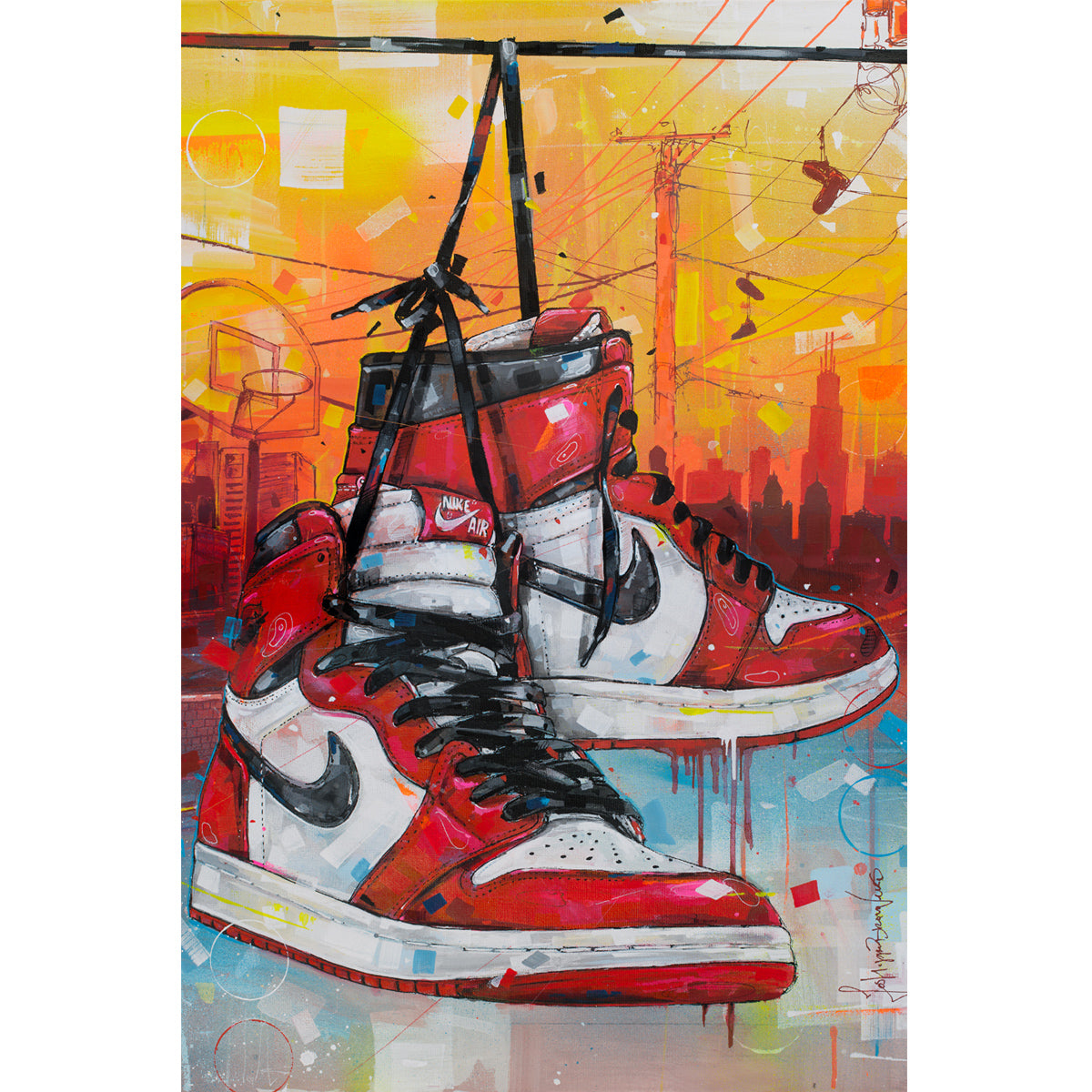 Nike Air Jordan 1 powerlines Chicago toile 40x60 cm