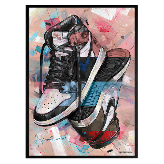 Nike Air Jordan 1 upside down colourway Druck 50x70 cm - gerahmt und signiert